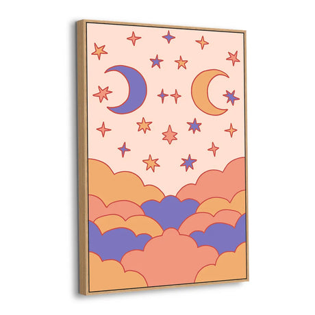 Moonlit Dreams Retro Sky Canvas Wall Art