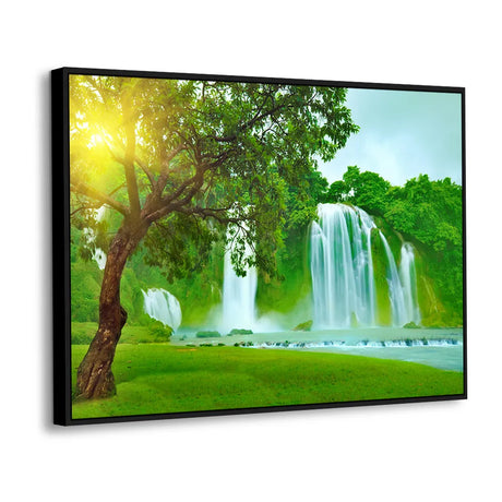 Morning Glow Waterfall Landscape Canvas Wall Art