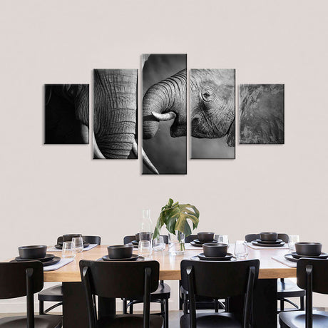 Mother And Baby Elephant Canvas Wall Art