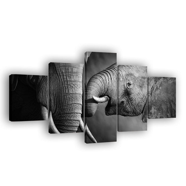 Mother And Baby Elephant Canvas Wall Art