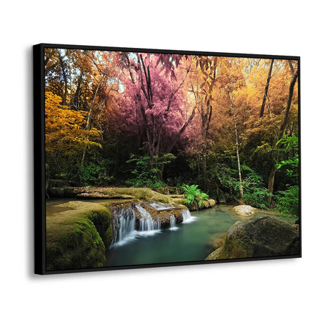 Mystic Fall Forest Waterfall Canvas Wall Art