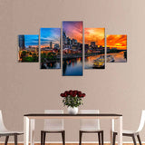 Nashville Skyline with Boat Canvas Wall Art
