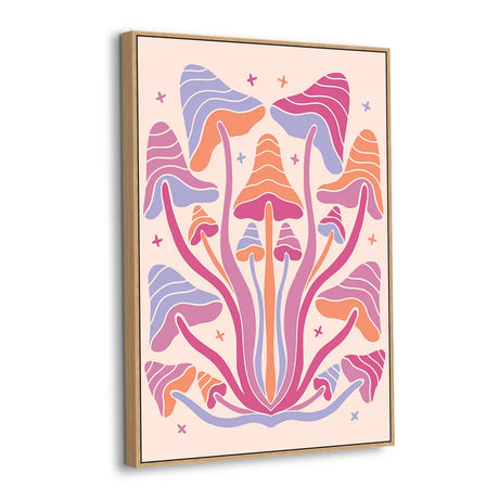 Neon Grove Mushroom Canvas Wall Art