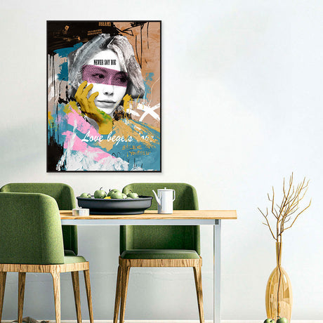 Never Say Die Fashion Girl Graffiti Canvas Wall Art