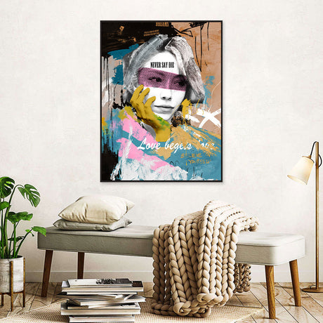 Never Say Die Fashion Girl Graffiti Canvas Wall Art