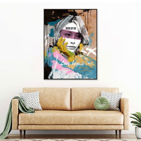 Never Say Die Fashion Girl Graffiti Canvas Wall Art