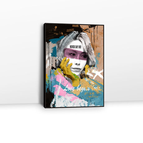 Never Say Die Fashion Girl Graffiti Canvas Wall Art