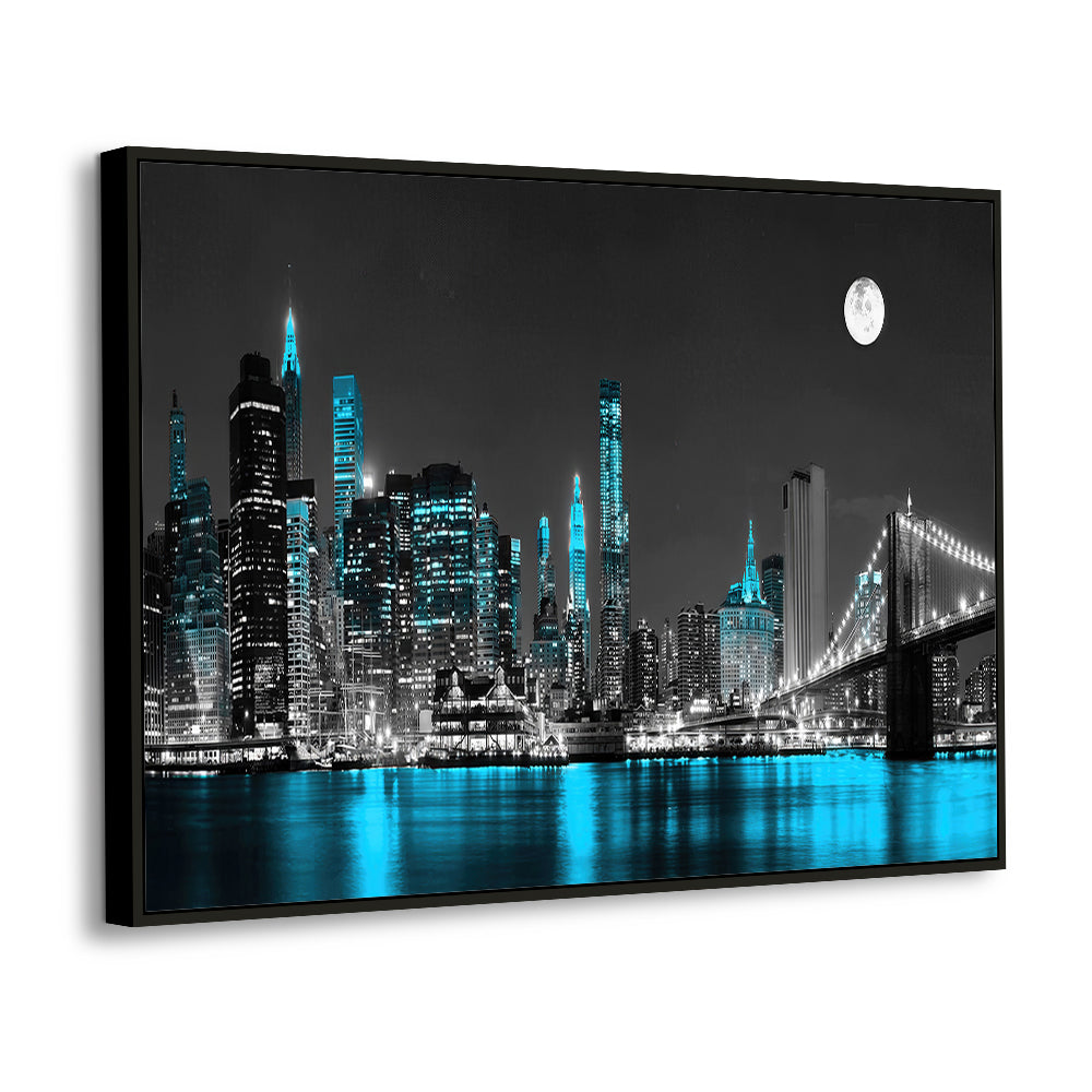 New York City Skyline At Night Canvas Wall Art