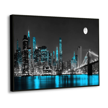 New York City Skyline At Night Canvas Wall Art