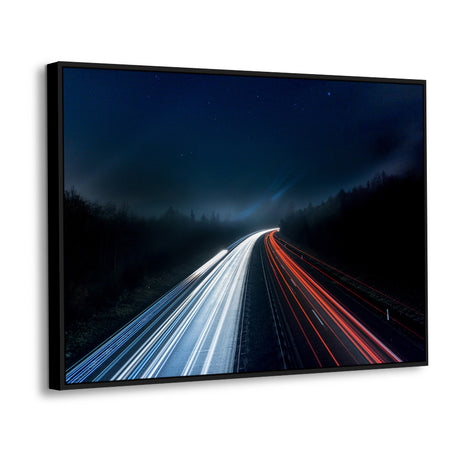 Night Drive - Highway Lights Canvas Wall Art