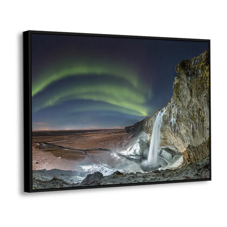 Northern Lights Over Seljalandsfoss Canvas Wall Art