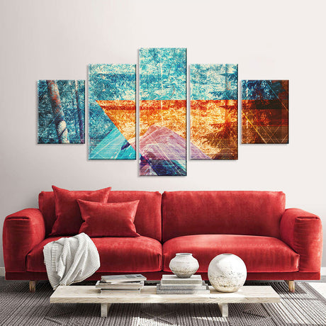 Orange and Blue Psychedelic Forest Canvas Wall Art