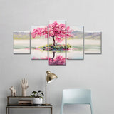 Oriental Pink Sakura Tree Canvas Wall Art