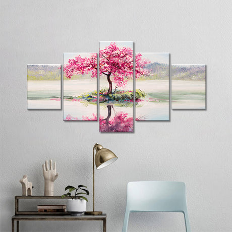 Oriental Pink Sakura Tree Canvas Wall Art