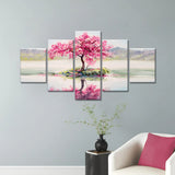 Oriental Pink Sakura Tree Canvas Wall Art