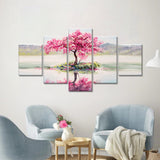 Oriental Pink Sakura Tree Canvas Wall Art