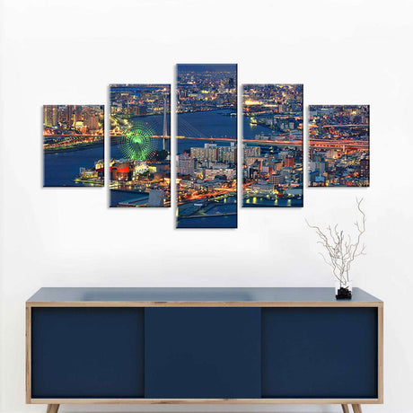 Osaka Bay Night View Canvas Wall Art
