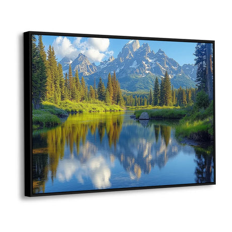 Peaceful Mountain Reflection in a Serene Lake Canvas Wall Art