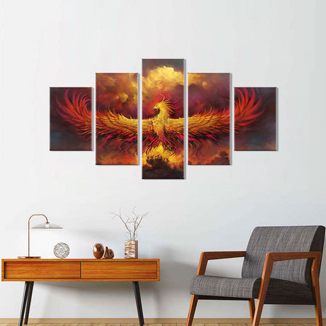 Phoenix Rising From the Ashes of Flame Canvas Wall Art