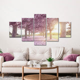 Pink Cherry Blossom Tree Path Canvas Wall Art