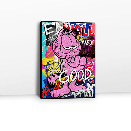 Pink Garfield Graffiti Canvas Wall Art