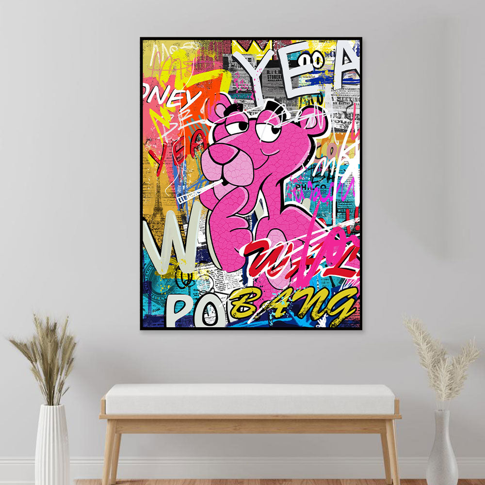 Pink Lion Graffiti Canvas Wall Art