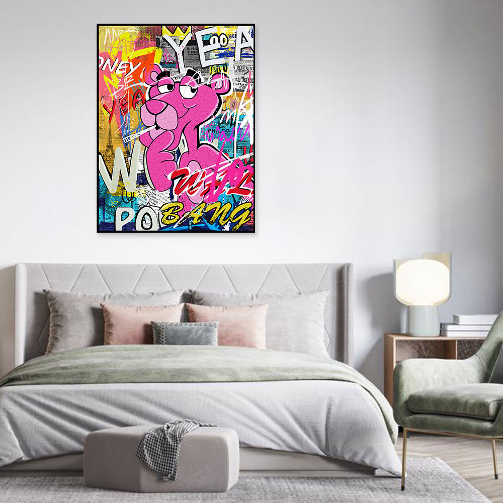 Pink Lion Graffiti Canvas Wall Art