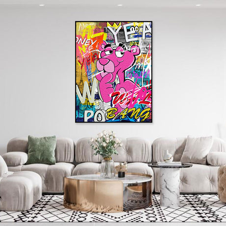 Pink Lion Graffiti Canvas Wall Art