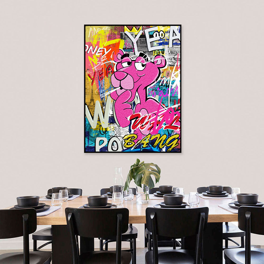 Pink Lion Graffiti Canvas Wall Art