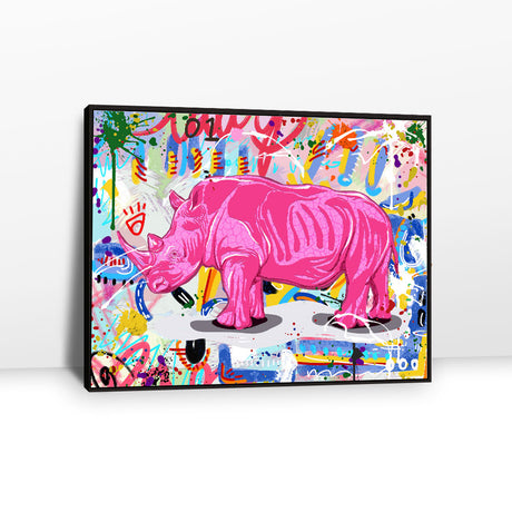 Pink Rhino Graffiti Canvas Wall Art