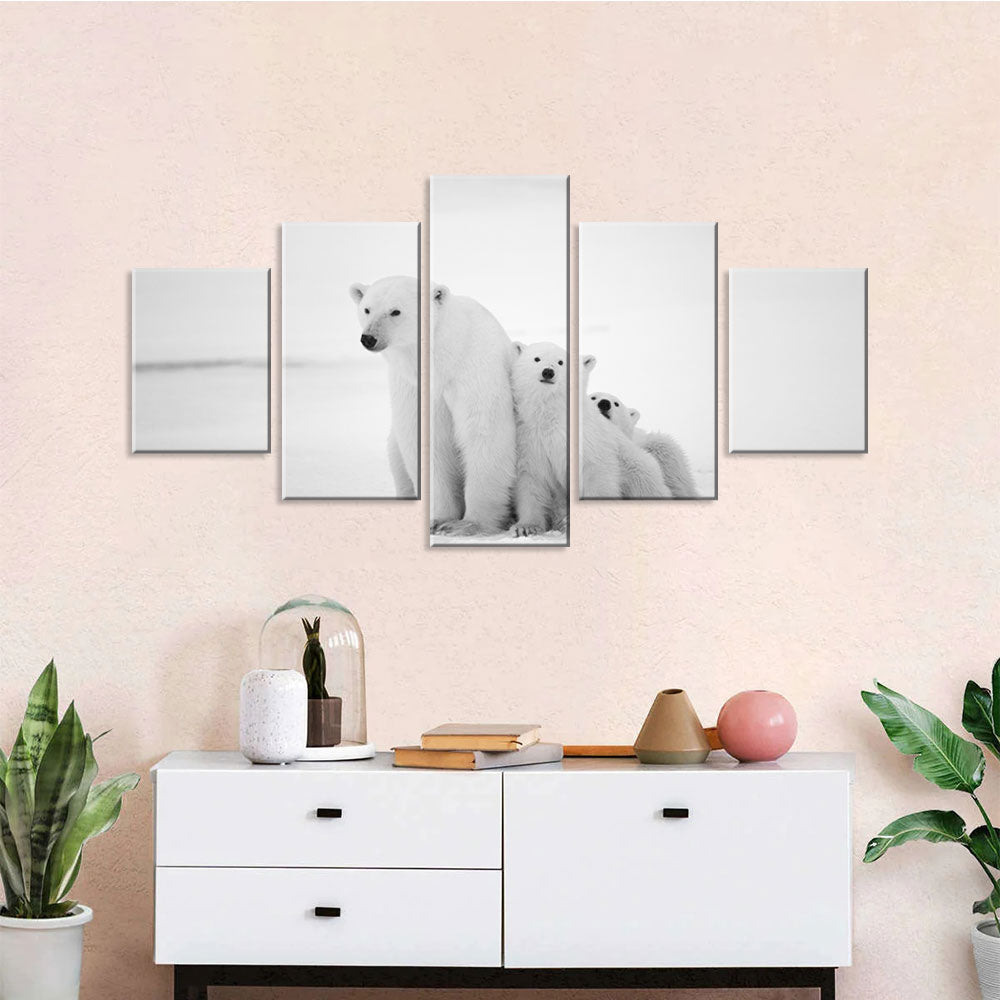 Polar Bear Family Multi-Panel Canvas Wall Art