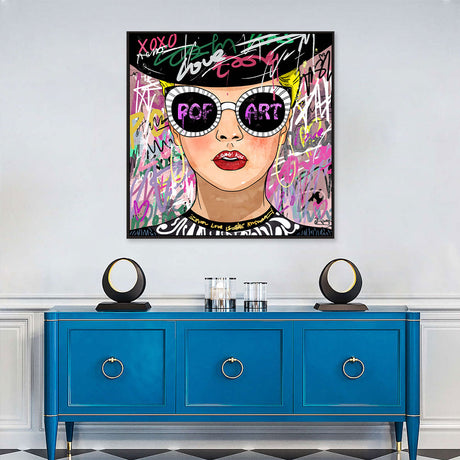 Pop Art Girl Graffiti Canvas Wall Art