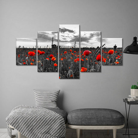 Poppy Field at Dusk Canvas Wall Art