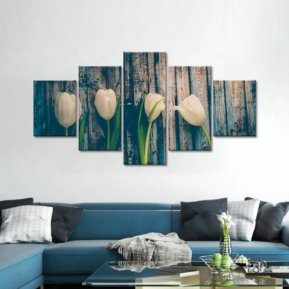 Pristine White Tulips Canvas Wall Art