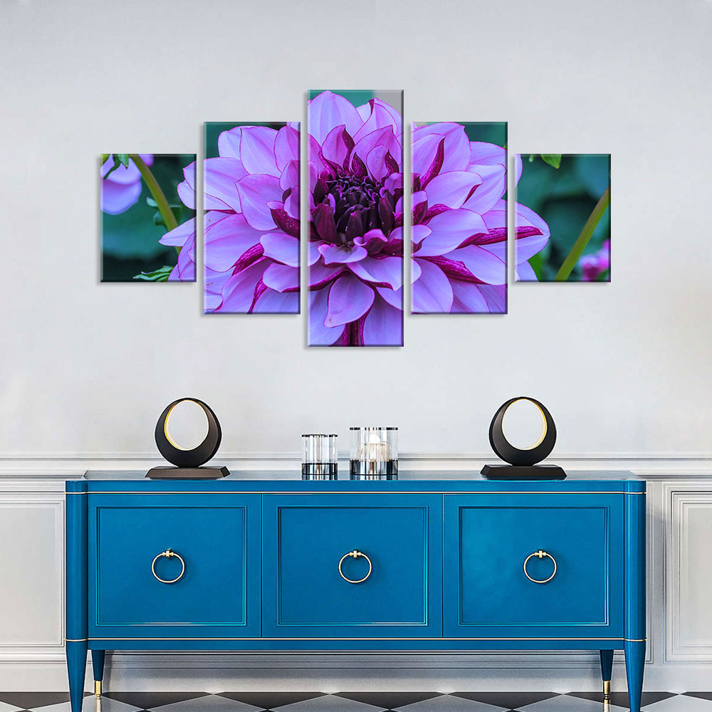 Purple Dahlia Flower Canvas Wall Art