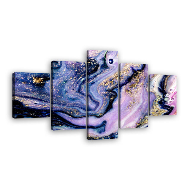 Purple and Gold Cosmic Liquid Canvas Wall Art