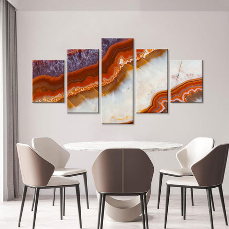 Purple and Orange Crystal Marble Canvas Wall Art