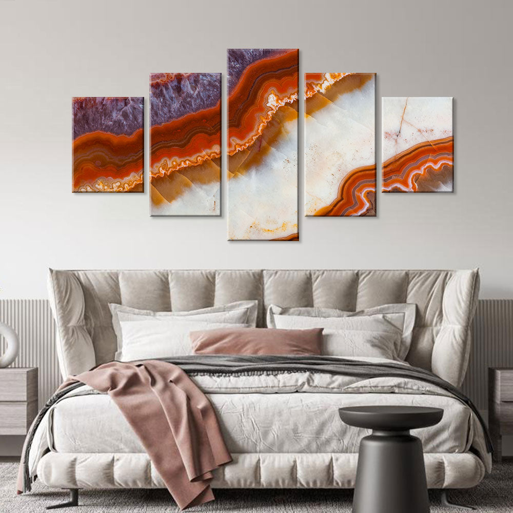 Purple and Orange Crystal Marble Canvas Wall Art