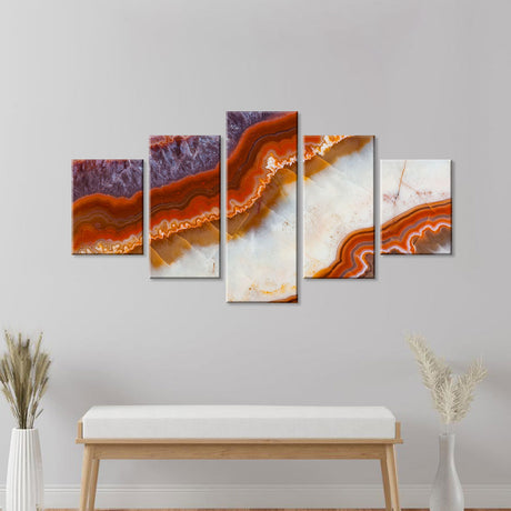 Purple and Orange Crystal Marble Canvas Wall Art