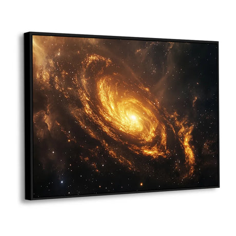 Radiant Golden Spiral Galaxy-Canvas Wall Art