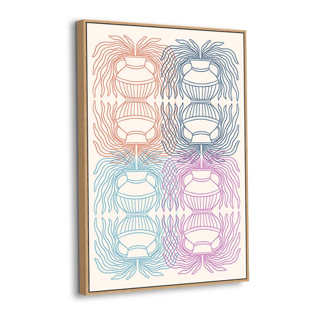 Rainbow Vessels Line Art Canvas Wall Art