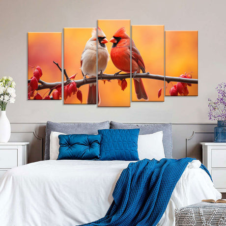 Red Cardinal Couple Canvas Wall Art