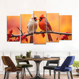 Red Cardinal Couple Canvas Wall Art