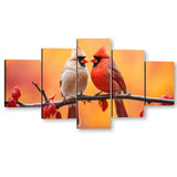 Red Cardinal Couple Canvas Wall Art