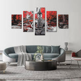 "Tranquility in the Red Forest" Buddha Canvas Wall Art