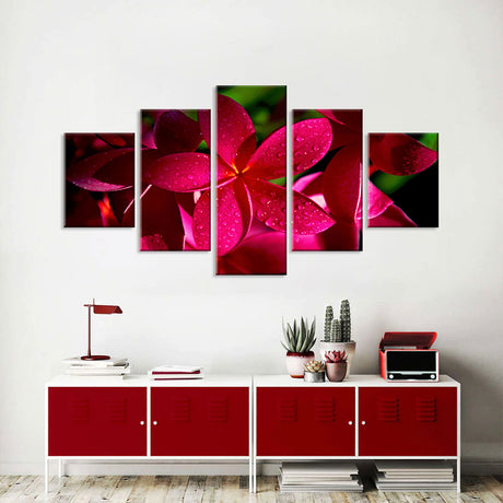 Red Plumeria Flowers Canvas Wall Art