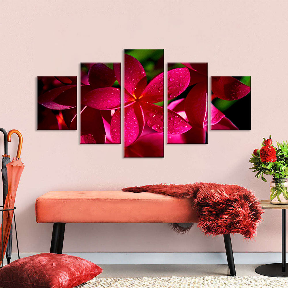 Red Plumeria Flowers Canvas Wall Art