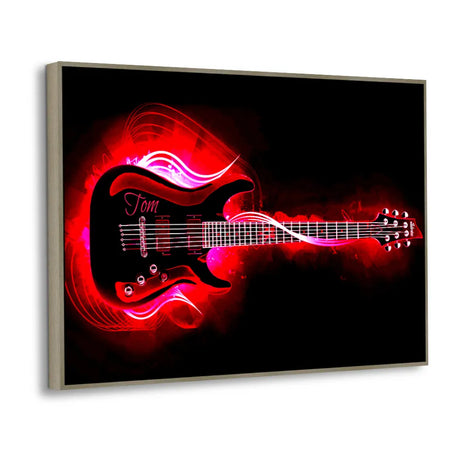 Red Electric Guitar on Black Canvas Wall Art