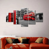 Red Bus In London Street Canvas Wall Art