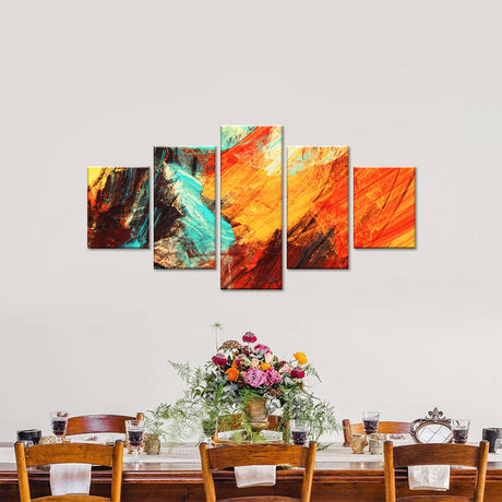 Abstract Red and Orange Brushstroke Canvas Wall Art